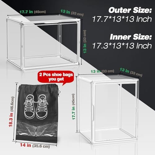 5 Pack XXX-Large Tall BootOrganizer, 17.3x13x13'' Acrylic Display Case