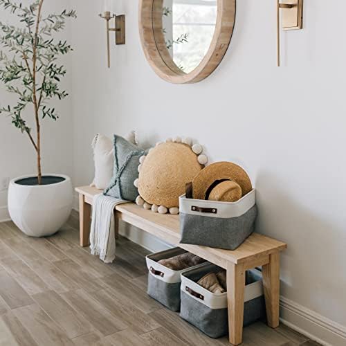 OrganiHaus 16x12.5in Storage Baskets, 3 Pack - Fabric Bins for Shelves