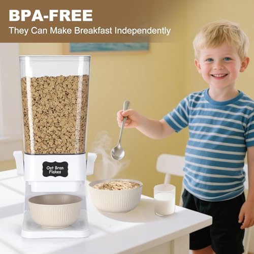 Cereal Dispenser Countertop with Cereal Bowls,16 Labels & Pen, Cereal Con...