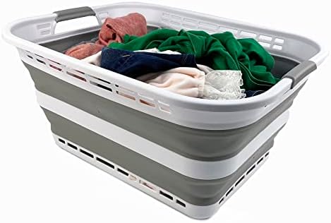 SAMMART 42L (11 Galloons) Collapsible Plastic Laundry Basket - Foldable Pop U...