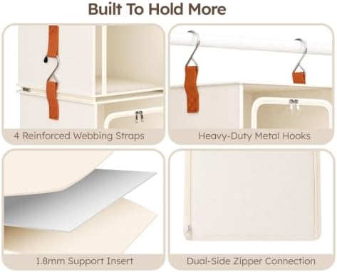 Homsorout 6-Tier Modular Hanging Closet Organizer Shelves, Beige