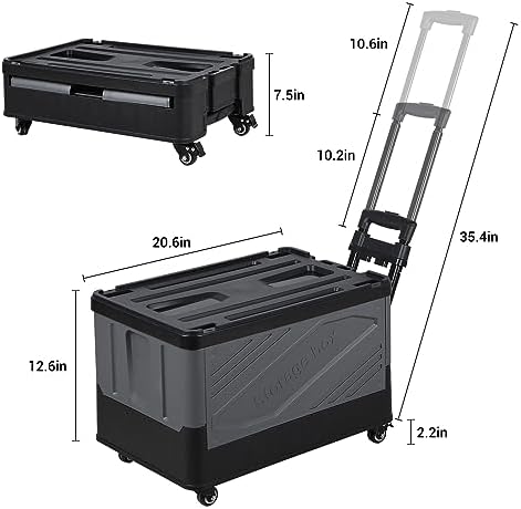 XCBYT 50L Foldable Rolling Crate, Spacious Storage Cart with Wheels