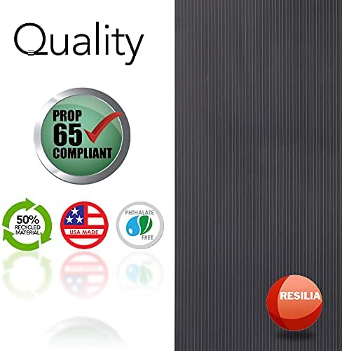 RESILIA Utility Runner- 24 inch Wide Black Plastic- Embossed Wide Rib Pattern...