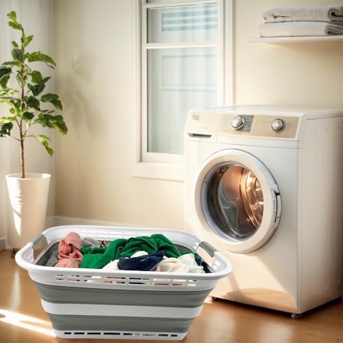 SAMMART 42L (11 Galloons) Collapsible Plastic Laundry Basket - Foldable Pop U...