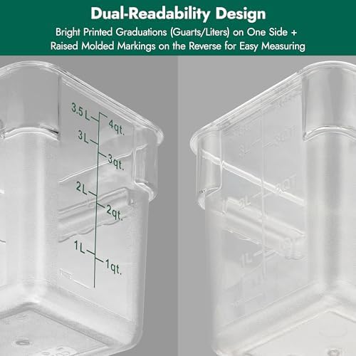 CURTA 4 Pack Food Storage Container with Green Lid - NSF Commercial Grade in ...