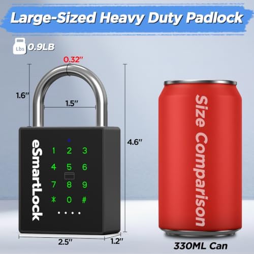 Heavy Duty Smart Padlock,Outdoor Combination Padlock with Key Code RFID