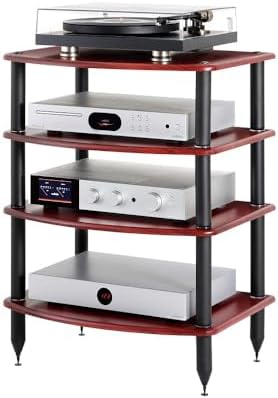 Pangea Audio Vulcan Four Shelf Audio Rack, Media Stand, and Components Cabine...