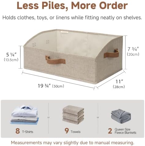 StorageWorks Closet Organizer Bins Trapezoid, Brown&Beige, Large, 3-Pack