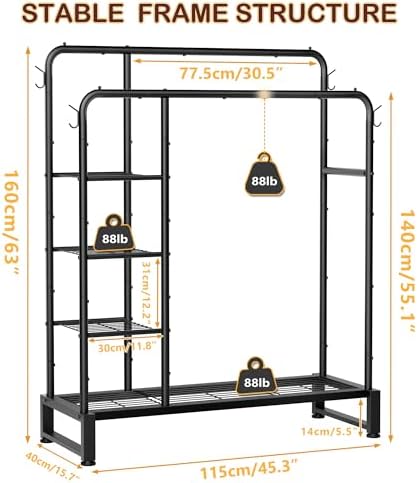 Double Rods Clothes Rack Clothing Rack, Clothes Rack for Hanging Clothes