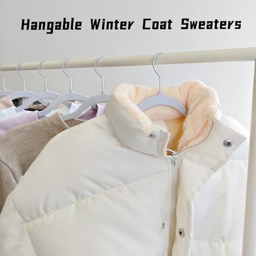 60 Pack Non Slip Hangers, Plastic Clothes Hangers 17.7 Inch - Space Saving Sl...