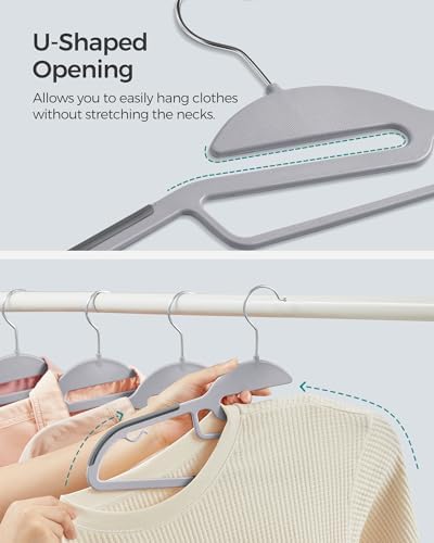 SONGMICS 50 Pack Coat Hangers, Heavy-Duty Plastic Hangers, U-Shaped Opening