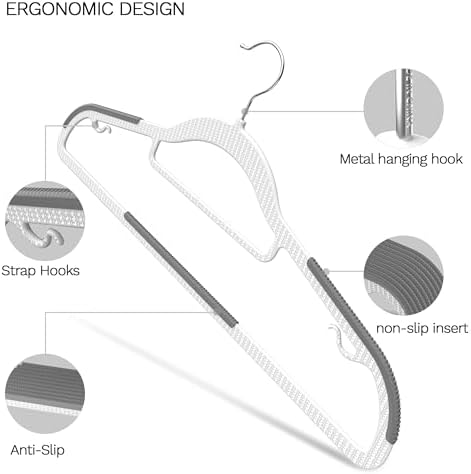 60 Pack Heavy Duty Plastic Hangers, Non Slip Clothes Hangers with Rubber Pads...