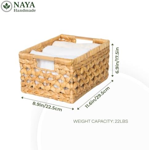 NAYA Set of 3M (11.6"x8,9"x6,9") Water Hyacinth Shelf Storage ...