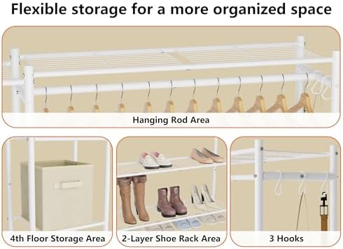 HOMIDEC Wardrobe Closet,Portable Clothes Rack with 4 Tiers Shelves