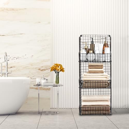 PUPPYCUTE Stackable Wire Storage Baskets for Kitchen Closet Pantry, Hanging C...