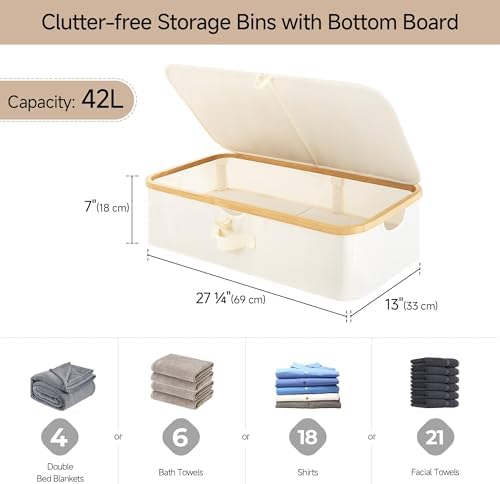 StorageWorks 7" Low Profile Underbed Storage Containers with Bamboo Frame