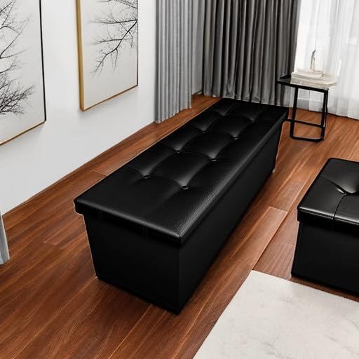 Camabel 43 Inch Folding Storage Ottoman Bench 125L Hold up 700lbs Ottoman wit...
