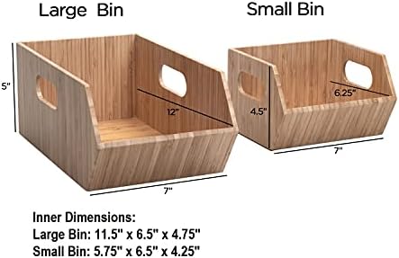 MobileVision Bamboo Storage Bins for Pantry & Kitchen Cabinet Organizer M...