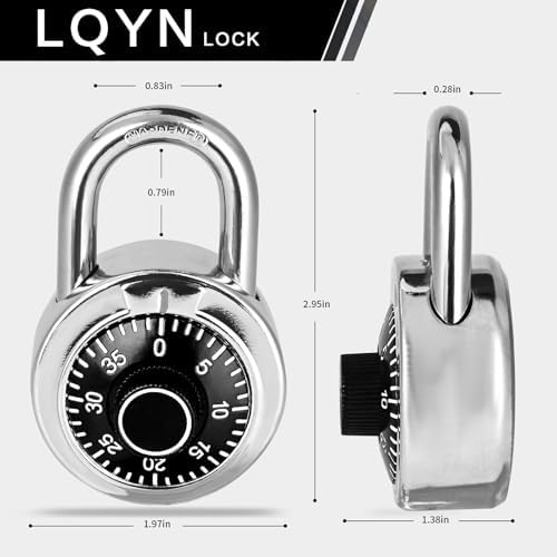 Combination Lock, LQYN Dial Combination Padlock, Pack of 12; Black