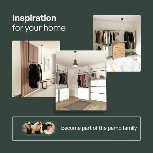 pamo Industrial Clothing Rack Wall Mounted Black – 79" W × 87" H, 6...