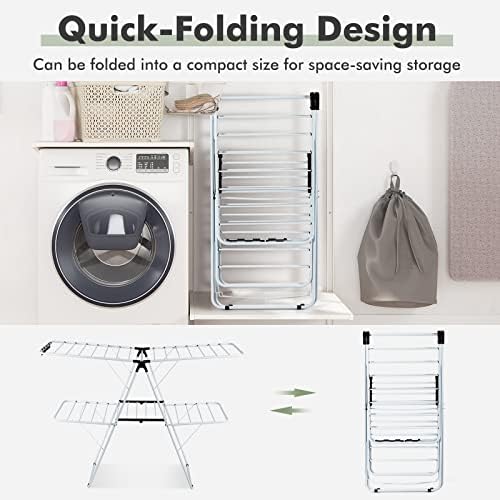GOFLAME 2-Tier Clothes Drying Rack, Folding Laundry Dry Rack with Adjustable ...
