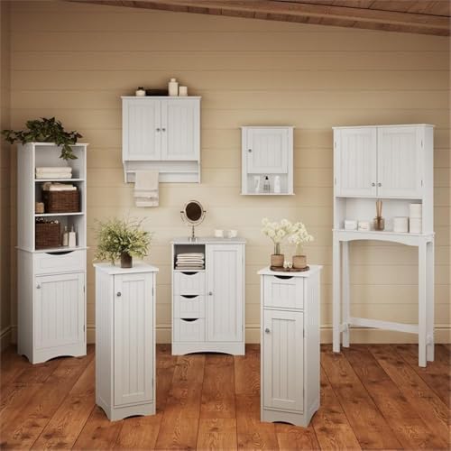 RiverRidge Ashland Single Door Slim Bathroom Storage Cabinet, White