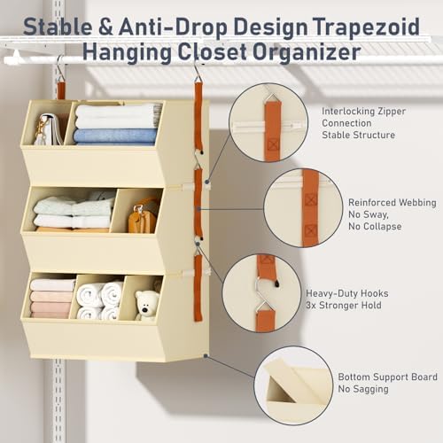 Hanging Closet Organizer Extra Large, Clothes Hanging Shelves for Closet with...