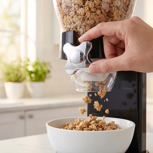 ZevrO Dry Food & Cereal Dispenser, 4.4 Cups, Black, Original Dual