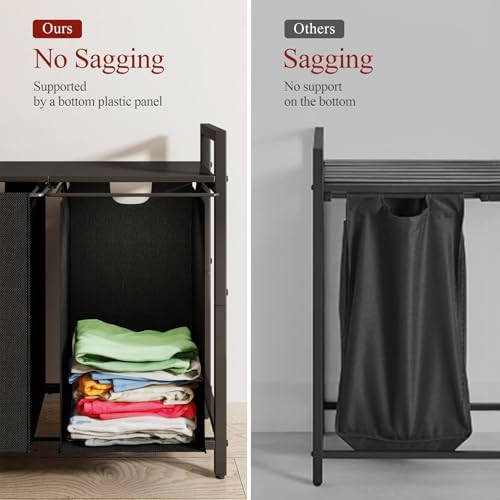 Kitstorack Laundry Basket Organizer, Laundry Hamper with Shelf & 2 Pull-O...