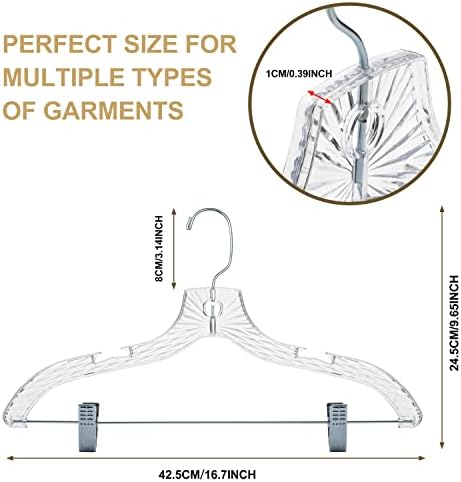 Quality Clear Plastic Skirt Hangers - 24 Pack Crystal Cut Pants Dress Durable...
