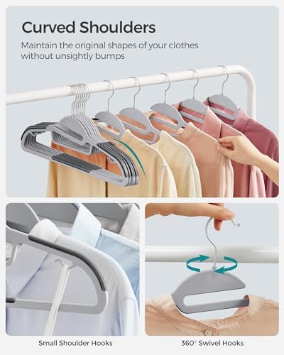 SONGMICS 50 Pack Coat Hangers, Heavy-Duty Plastic Hangers, U-Shaped Opening