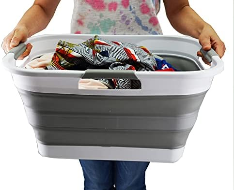 SAMMART Set of 2-30L (8 gallon) Collapsible Plastic Laundry Basket - Foldable...