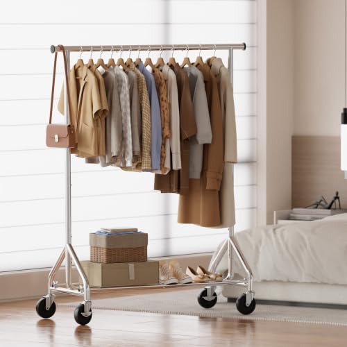 HYSEYY Clothes Rack, Rolling Heavy Duty Clothing Rack Load 380 LBS