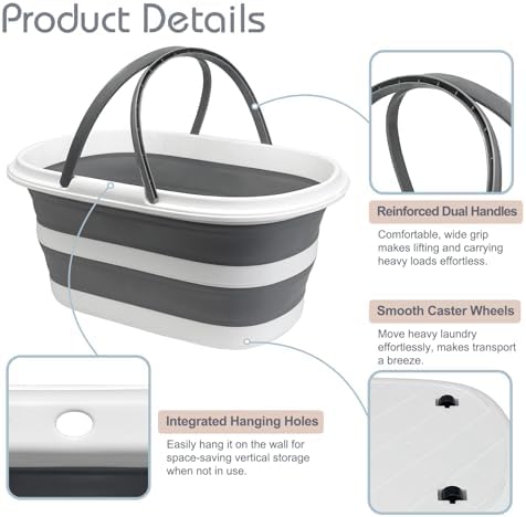 Goderewild 35L Collapsible Laundry Basket, Foldable Mop Bucket