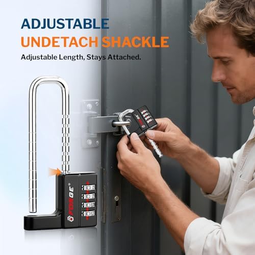 FORGE 2 Pack Combination Lock with Adjustable Shackle (1.57"-3.85")...