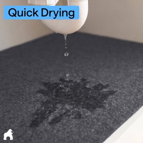 GORILLA GRIP LeakGuard Under Sink Mat for Kitchen Cabinet, 24x60 Charcoal