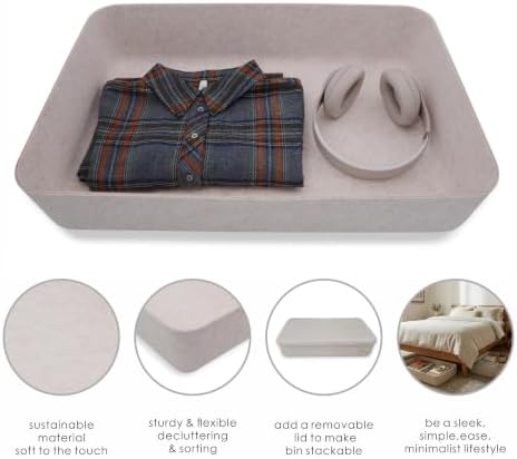 Welaxy Felt Underbed Storage Basket Oatmeal Natural Nordic shelf bin long