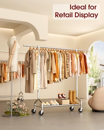 Sakugi Extendable 49.8-74.8" W Stainless Steel Clothes Rack, Silver