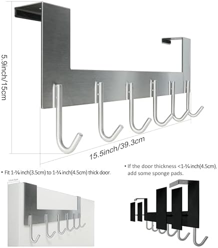 WEBI Over The Door Hooks Door Hanger,Over The Door Towel Rack with 6 Hooks fo...