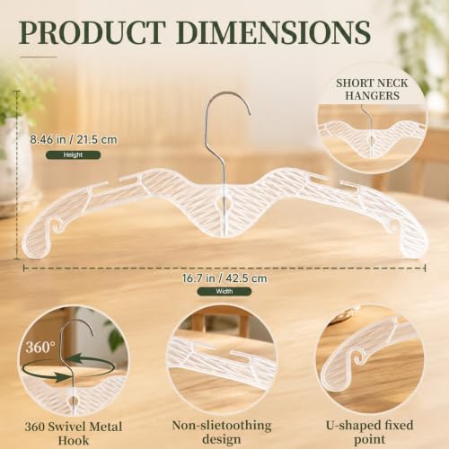 LemonRoad 24 Pcs Crystal Clear Plastic Short Neck Hangers for Clothes Bulk