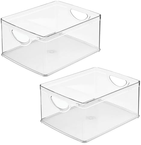 iDesign Pantry Storage Bins with Handles, Set of 2, Clear