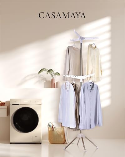 CASAMAYA Clothes Drying Rack Foldable, 74.8 inch 2 Tier Laundry Drying Rack w...