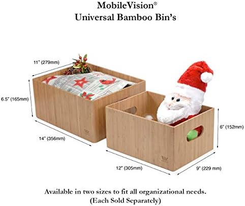 MobileVision Bamboo Bathroom Bin Organizer for Toiletries, Make Up & Cosm...