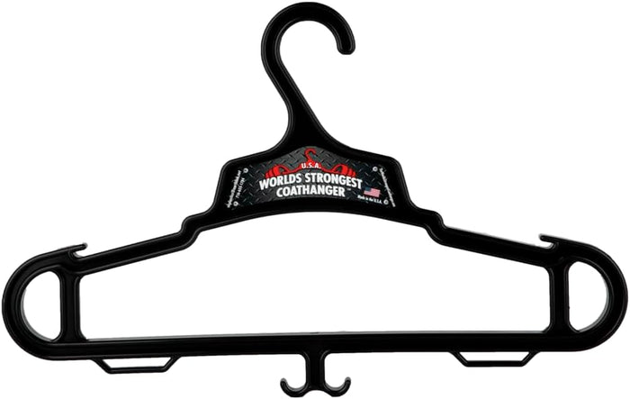 Worlds Strongest Coat Hanger | USA Made | 140 lb Load Capacity | Multipurpose Gear Hanger | Black (40)