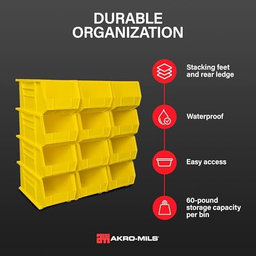 Akro-Mils 30240 AkroBins Plastic Storage Bins, 15"x8"x7", Yell...