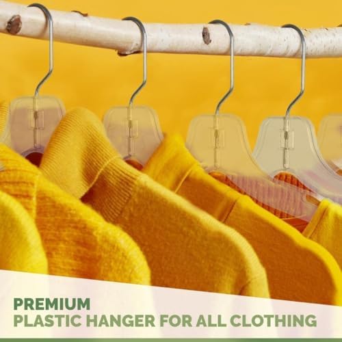 DEILSY™ Clear Plastic Hangers 100 Pack Durable Plastic Shirt Hangers