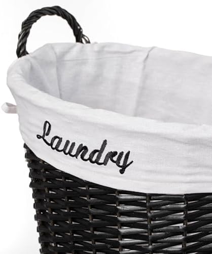 Wickerwise Handwoven Laundry Basket with Liner & Handles - Boho Decorativ...