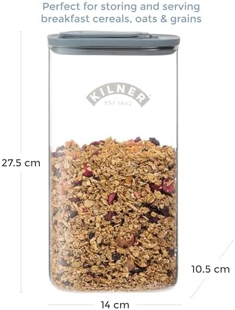Kilner 3 Litre Glass Cereal Dispenser | Storage Jar with Airtight Glass &...