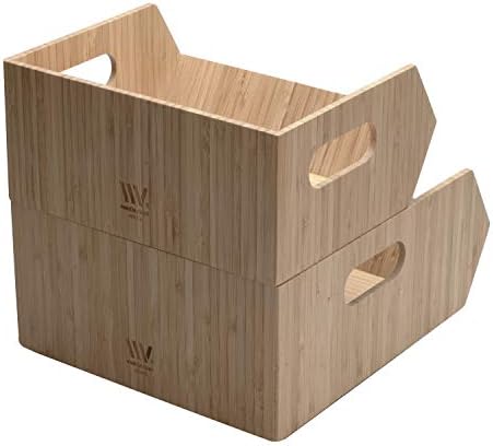 Mobilevision XL Versatile Bamboo Storage Bins for Pantry & Kitchen Cabine...