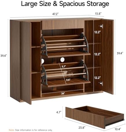 ONBRILL Large Shoe Cabinet with 2 Flip Drawers (3-Tier Each), 27-35 Pairs Sho...